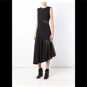 DKNY  asymmetrical mesh insert dress black size M